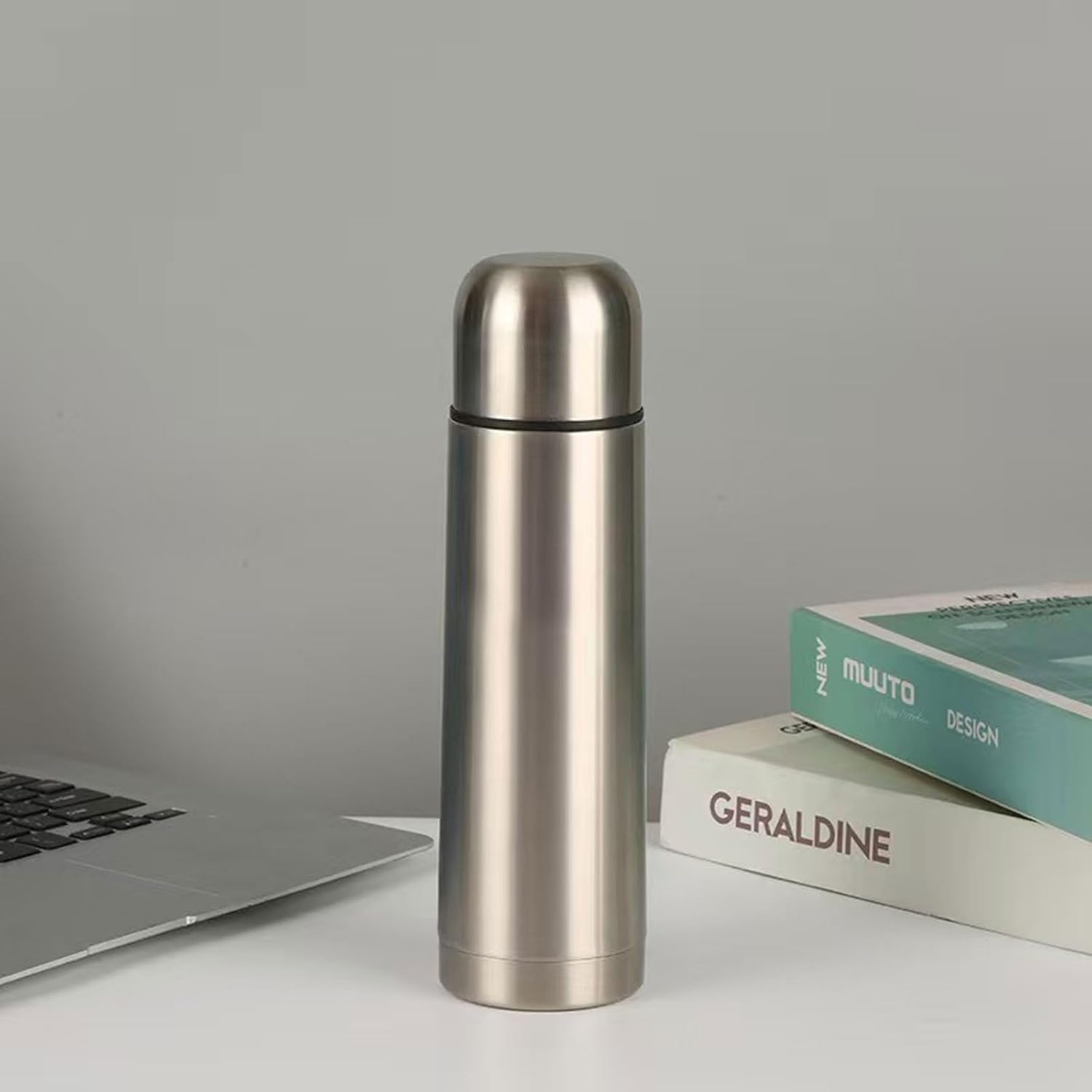 Stainless Steel Thermal Bottle with Cup Vacuum Insulated Bottle for Hot and Cold Drinks Coffee Cup Travel Mug Vacuum Flask for Tea 17Oz/500Ml(Silver) - Image 2