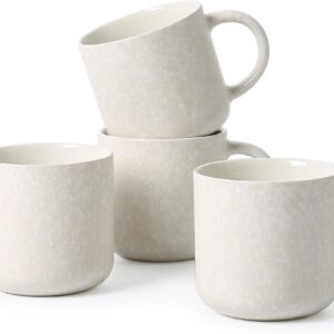 12 OZ Coffee Mugs Set of 4, Modern Ceramic Coffee Mugs Set with handle for Tea/Latte/Cappuccino/Milk/Cocoa.White.