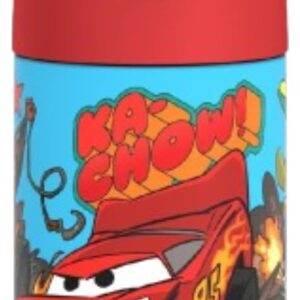 Water Bottle with Straw - 12 Ounce - Kids Stainless Steel Vacuum Insulated Water Bottle with Lid, Cars