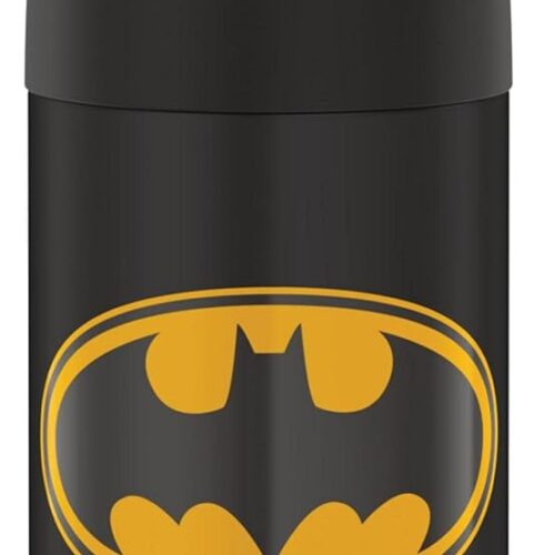 Water Bottle with Straw – 12 Ounce – Kids Stainless Steel Vacuum Insulated Water Bottle with Lid, Batman
