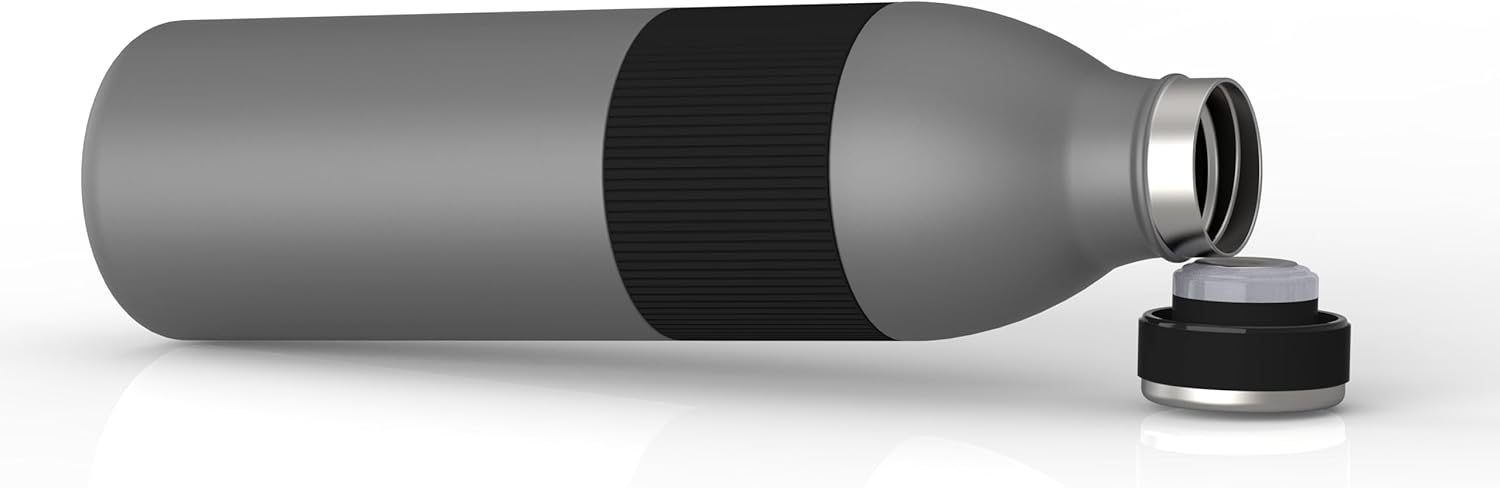 Magnet bottle Stainless Steel, Magnetic lid attaches for hands-free drinking convenience.Leakproof Lid & Durable for Office/Gym, BPA-Free for Teens/Adults(Gray 33oz)