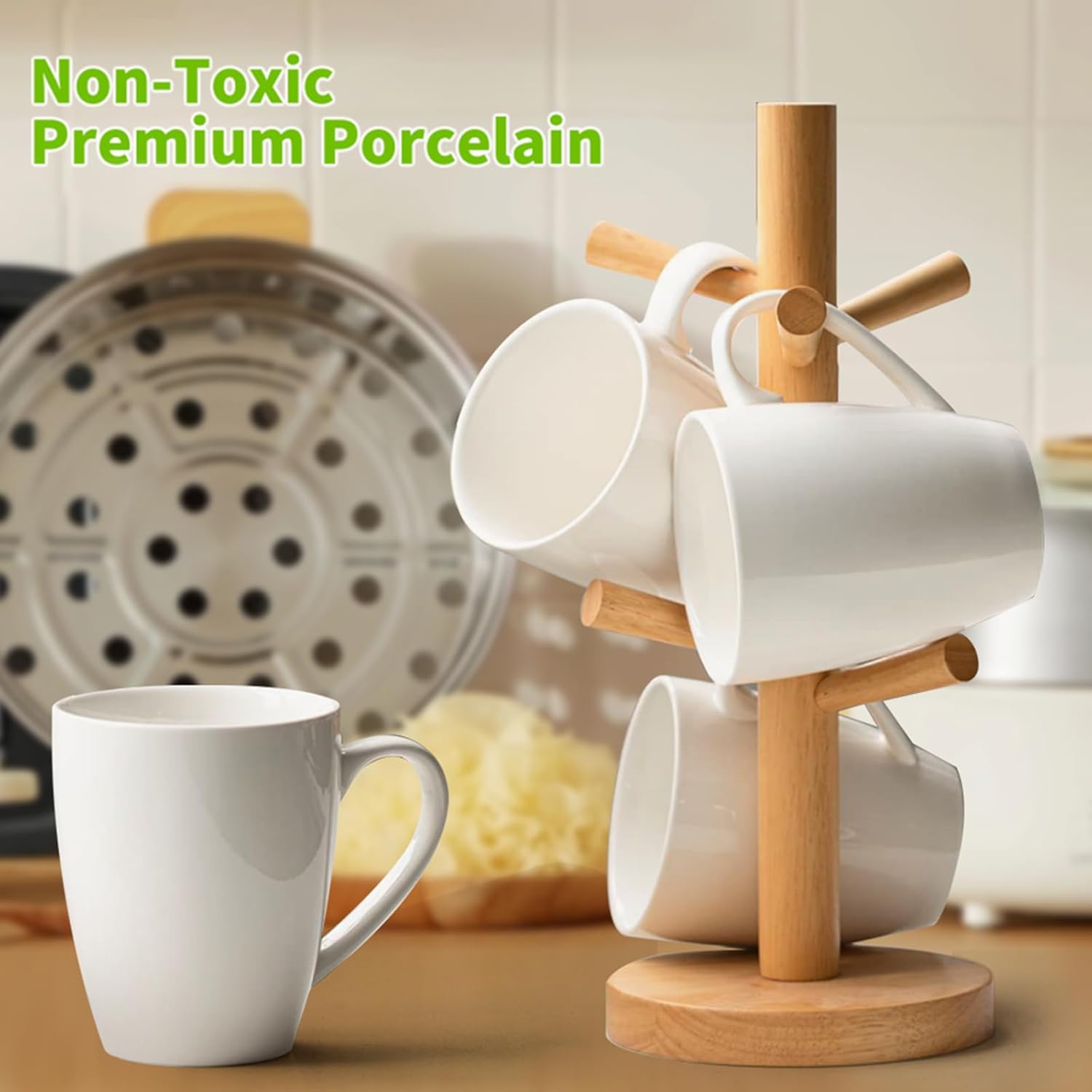 White Coffee Mugs Set of 4, 16 Ounce Mug with Handles, Ceramic Coffee Cups, Porcelain Mugs Sets, Large Coffee Mugs for Coffee, Tea, Hot Cocoa, Milk, Microwave and Dishwasher Safe - Image 2