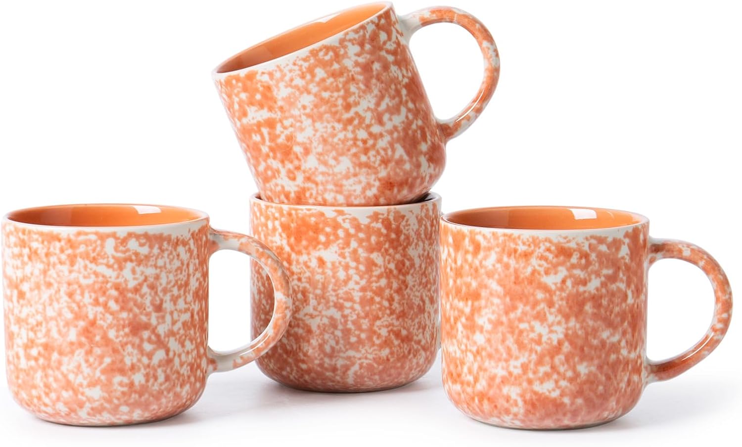 12 OZ Coffee Mugs Set of 4, Ceramic Coffee Mugs,Modern Coffee Mugs Set with handle for Tea/Latte/Cappuccino/Milk/Cocoa. (Orange, 4 Count(Pack of 1)