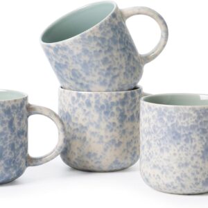 12 OZ Coffee Mugs Set of 4, Ceramic Coffee Mugs,Modern Coffee Mugs Set with handle for Tea/Latte/Cappuccino/Milk/Cocoa. (BLUE, 4 Count（Pack of 1)