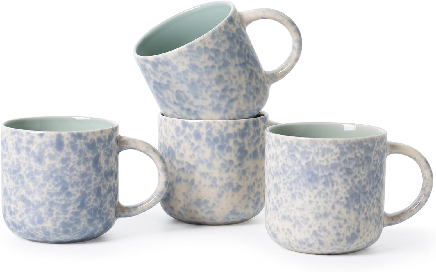 12 OZ Coffee Mugs Set of 4, Ceramic Coffee Mugs,Modern Coffee Mugs Set with handle for Tea/Latte/Cappuccino/Milk/Cocoa. (BLUE, 4 Count(Pack of 1)
