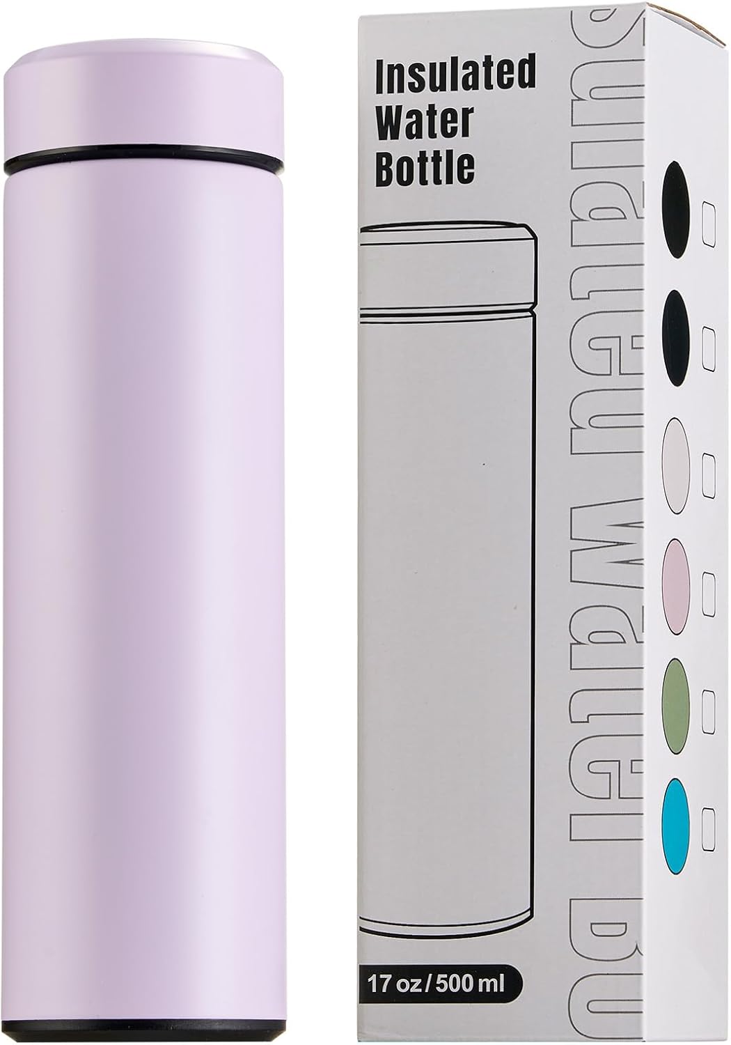 Insulated Water Bottle,17 oz Stainless Steel Thermo, Double Wall Vacuum Water Bottle, Metal Water Bottle Keeps Hot for 12 Hrs, Cold for 24 Hrs, for Coffee, Drinks(pink) - Image 2