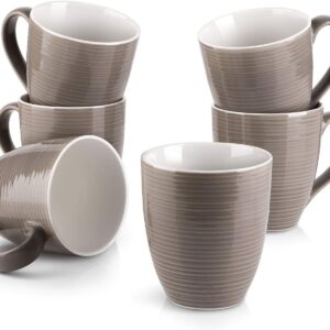 Coffee Mugs, 17 Oz Coffee Mug Set of 6, Corrugated Tea Mugs (Brown)