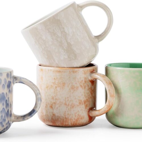 12 OZ Coffee Mugs Set of 4, Modern Ceramic Coffee Mugs Set with handle for Tea/Latte/Cappuccino/Milk/Cocoa.