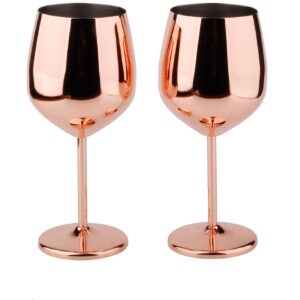 Stainless Steel Wine Glass 18oz - Set of 2 Copper - 3.6" D x 8.3" H (851012)