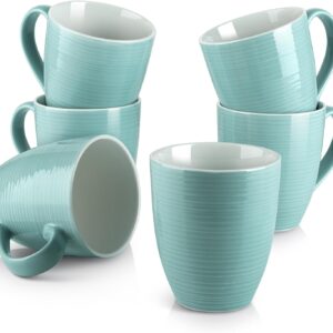 Ceramic Coffee Mugs, 17 oz Coffee Cups for Women Men, Coffee Mug Set of 6 for Latte, Hot Tea, Cappuccino, Mocha, Cocoa, Turquoise