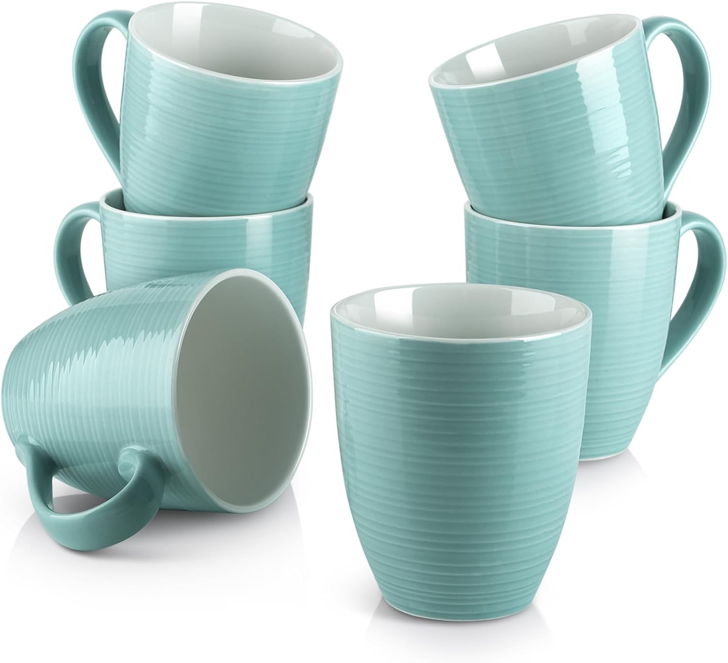 Ceramic Coffee Mugs, 17 oz Coffee Cups for Women Men, Coffee Mug Set of 6 for Latte, Hot Tea, Cappuccino, Mocha, Cocoa, Turquoise
