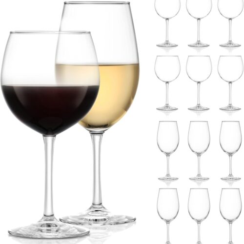 Wine Glass Set of 12, Red and White Clear Wine Glasses, Merlot, Bordeaux, Chardonnay Gifts, Lead-Free Party Wine Glasses