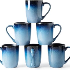 14 OZ Coffee Mugs Set of 6, Modern Large Ceramic Coffee Mugs Set with handle for Tea/Latte/Milk/Cocoa, Funny Tea Cups for Office and Home, Engagement Gifts…