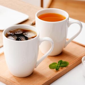 Coffee Mug Ceramic, Large Coffee Cups Ceramic Set of 2, 12 OZ White Coffee Mugs for Latte, Tea, Cappuccino, Cocoa-Microwavable