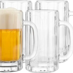 Glass Beer Mugs, 16-ounce, Set of 4