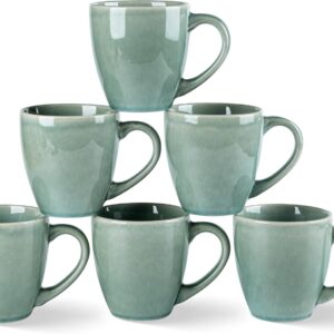 Ceramic Coffee Mugs Set of 6, 12oz Stoneware Coffee Mugs Set For Dad Mom Women MEN, Light Weight Coffee Cups for Latte/Tea/Beer/Hot Cocoa, Dishwasher & Microwave Safe