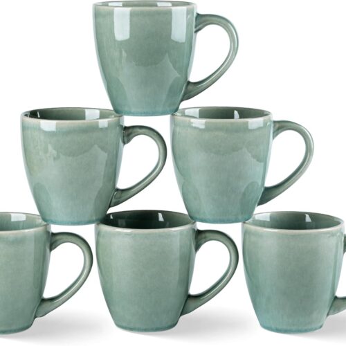 Ceramic Coffee Mugs Set of 6, 12oz Stoneware Coffee Mugs Set For Dad Mom Women MEN, Light Weight Coffee Cups for Latte/Tea/Beer/Hot Cocoa, Dishwasher & Microwave Safe