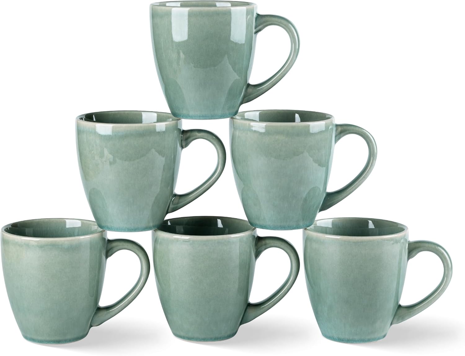 Ceramic Coffee Mugs Set of 6, 12oz Stoneware Coffee Mugs Set For Dad Mom Women MEN, Light Weight Coffee Cups for Latte/Tea/Beer/Hot Cocoa, Dishwasher & Microwave Safe