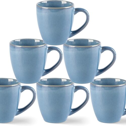 Ceramic Coffee Mugs Set of 6, 12oz Stoneware Coffee Mugs Set For Dad Mom Women MEN, Light Weight Coffee Cups for Latte/Tea/Beer/Hot Cocoa, Dishwasher & Microwave Safe