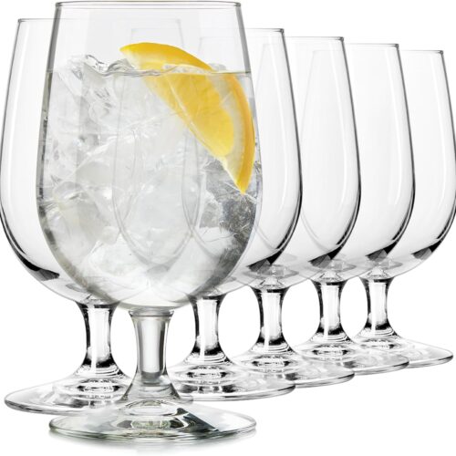 Stemmed Water Glasses, Clear Multi Purpose Water Goblet Set of 6, Dishwasher Safe 16 oz Goblet Glasses for Parties