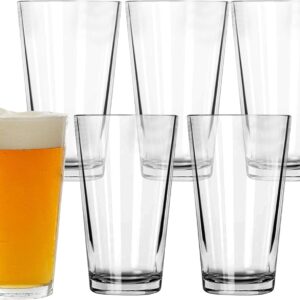 Pint Glasses Set of 6 - 16 oz Drinking Glasses Made for Cold Beverages - 16 oz Mixing Glass & Highball Set of 6 for Homes, Pubs & More - Freezer & Dishwasher-Friendly Cocktail Glasses,
