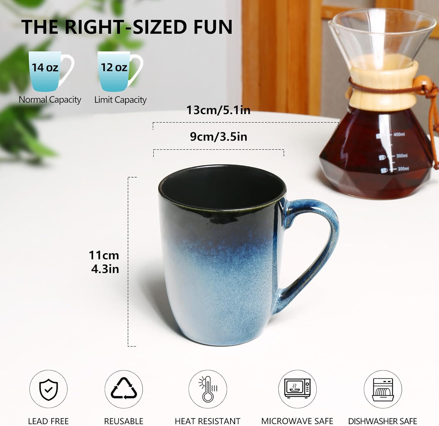 14 OZ Coffee Mugs Set of 6, Modern Large Ceramic Coffee Mugs Set with handle for Tea/Latte/Milk/Cocoa, Funny Tea Cups for Office and Home, Engagement Gifts… - Image 2